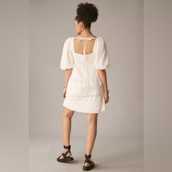 Anthropologie Square-Neck Puff-Sleeve Tiered Dress - Picture 8 of 11